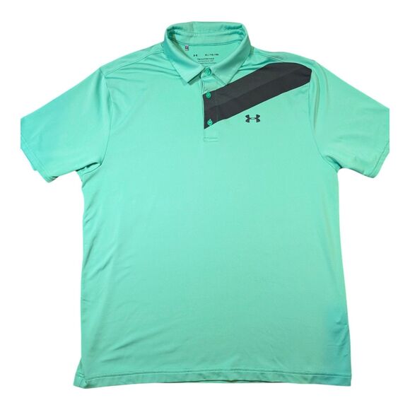 Under Armour The Playoff Polo Men's X-Large XL Green Striped Golf Polo Loose - Picture 1 of 8